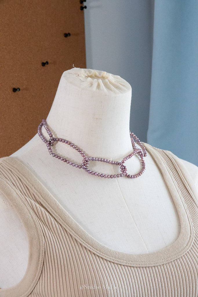 Seven Circles — Handwoven Purple Freshwater Pearl Necklace