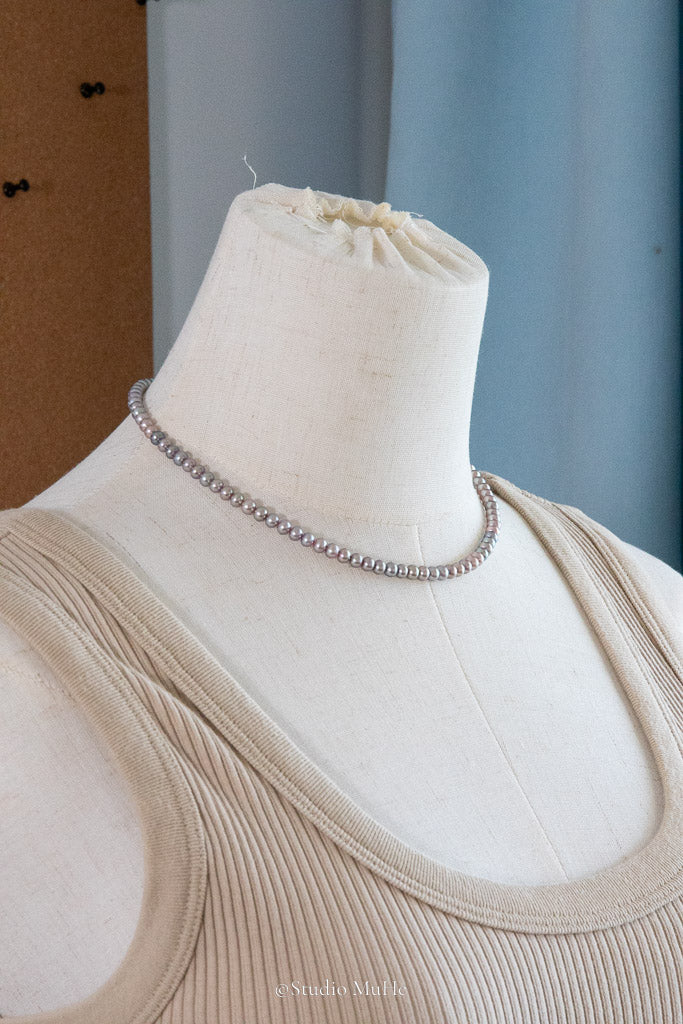 Silver Green — Metallic Freshwater Pearl Necklace