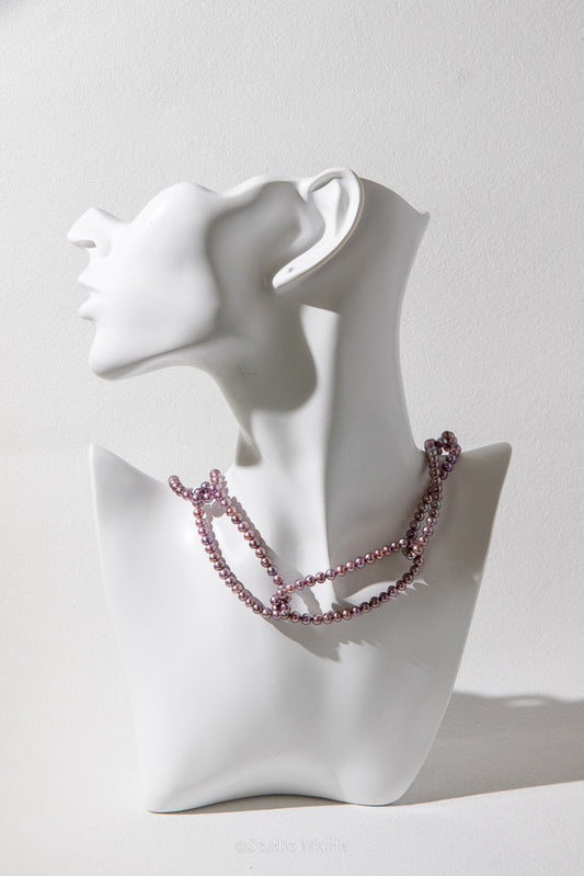 Seven Circles — Handwoven Purple Freshwater Pearl Necklace