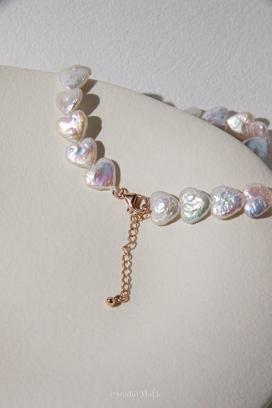 Little Hearts — White Heart-Shaped Freshwater Pearl Necklace