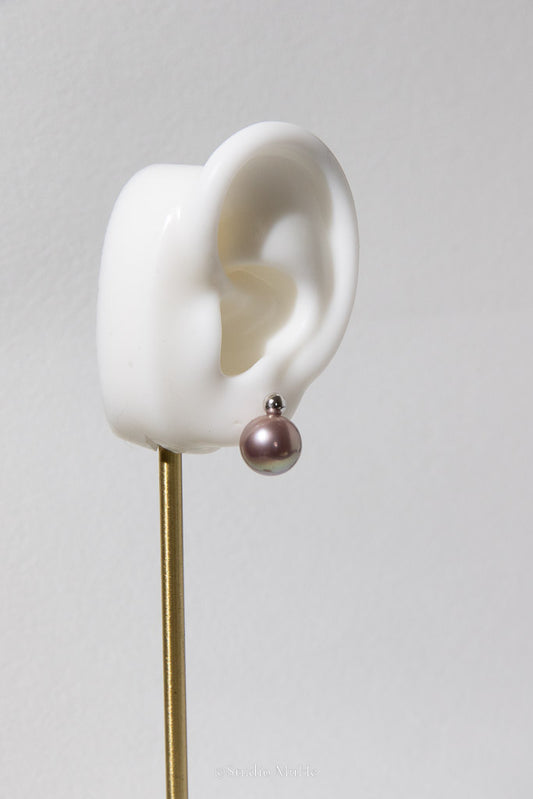Composed — Deep Purple Freshwater Pearl & Silver Stud Earrings