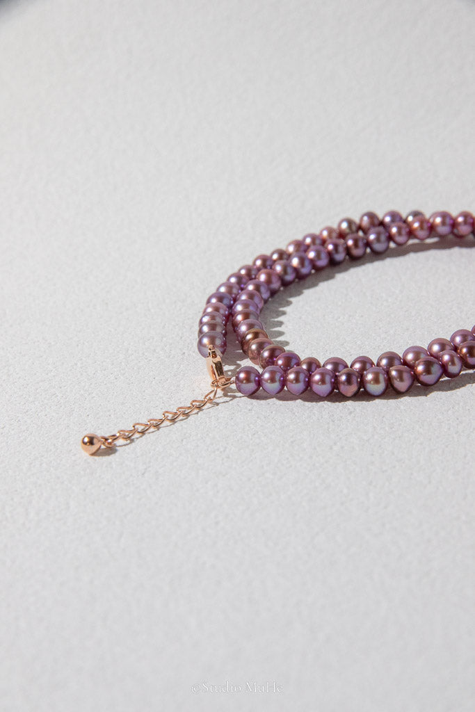 Grape Purple — Natural Purple Double-Layer Freshwater Pearl Bracelet