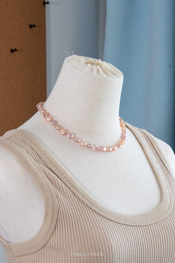 Silver Fragments — Irregular Seedless Freshwater Pearl Necklace