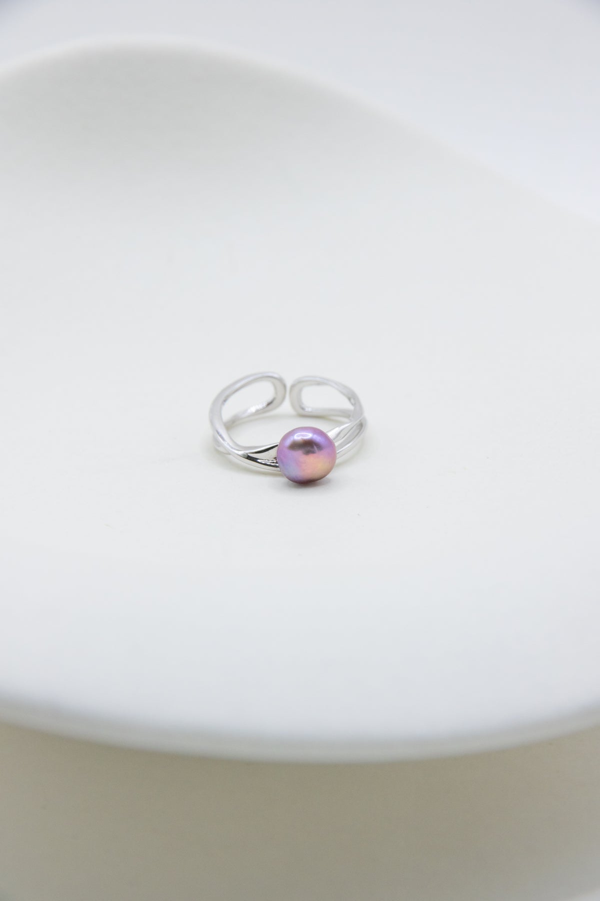 Excellent level rice pearl ring-Silver Lavender under sunshine