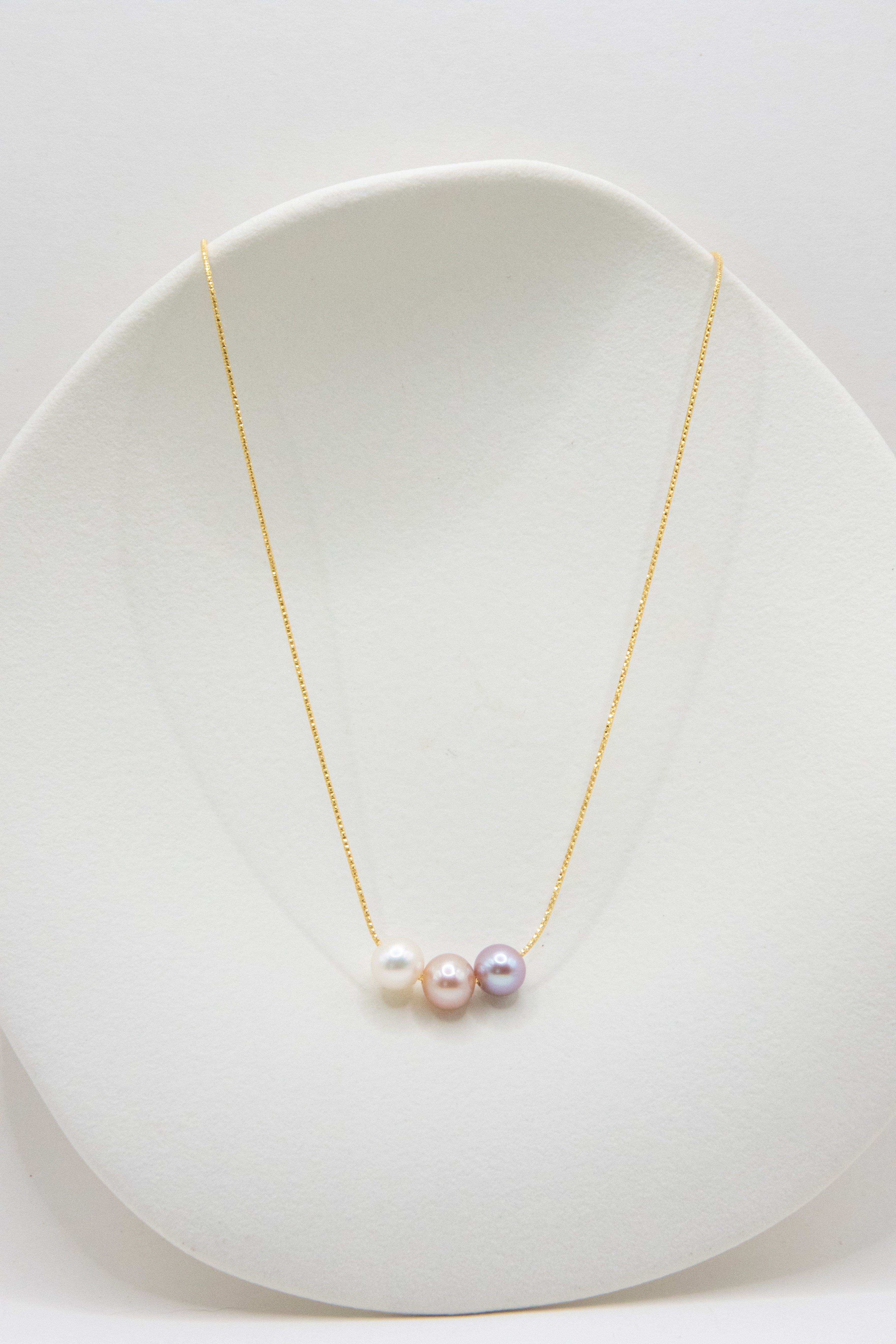Rare seedless triple pearl necklace-ideal office look