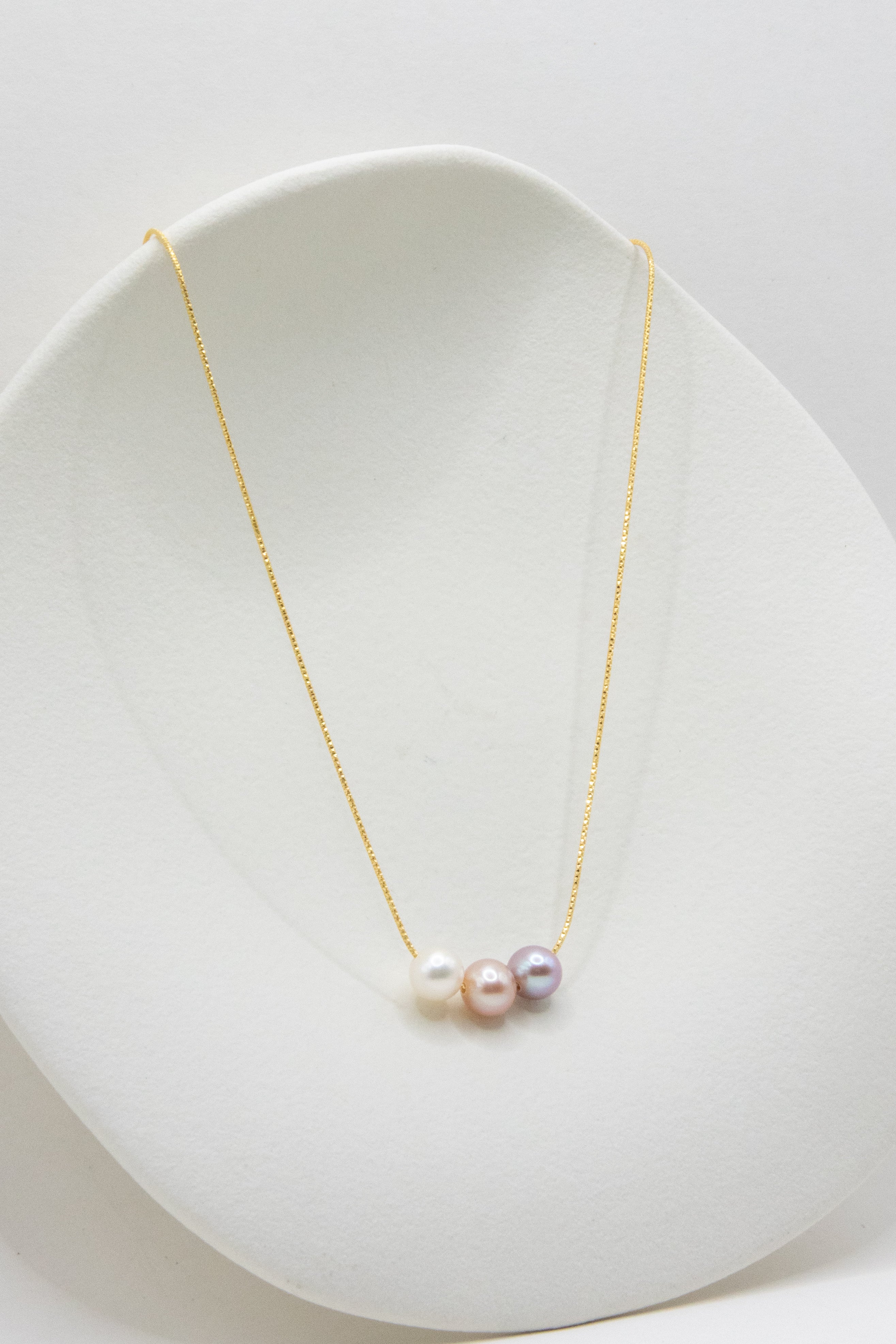 Rare seedless triple pearl necklace-ideal office look