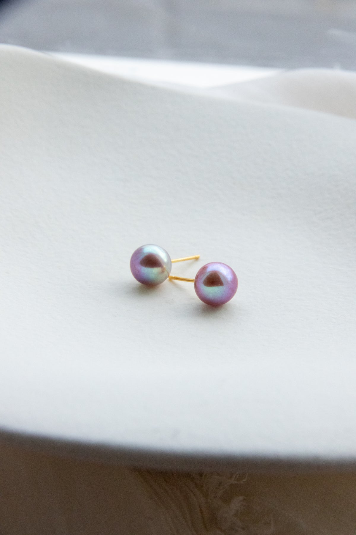 Purple Freshwater Pearl Stud Earrings – Blue Overtone