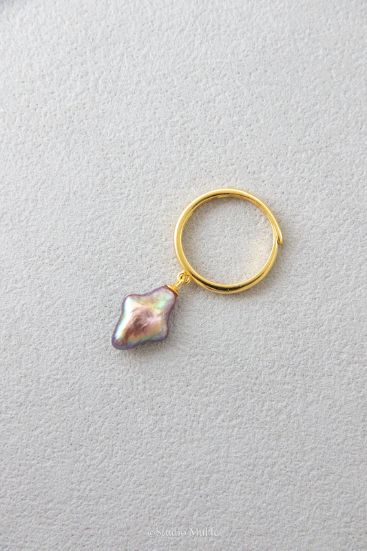 Dancing Polar star rings-Excellent level polar star shaped freshwater pearl ring