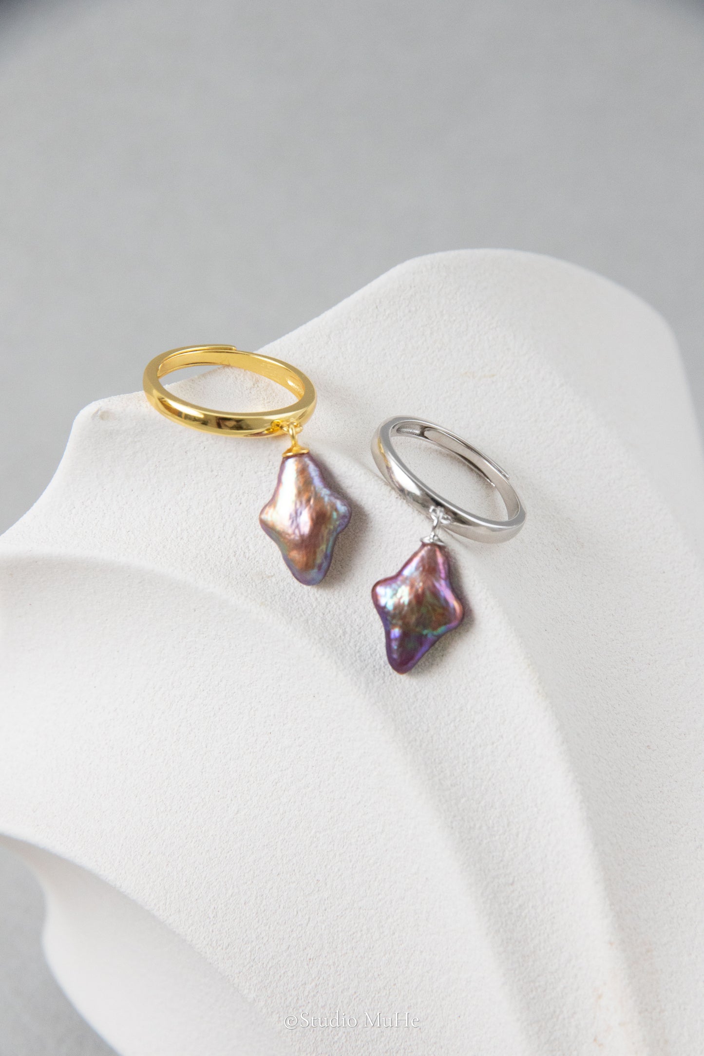 Dancing Polar star rings-Excellent level polar star shaped freshwater pearl ring