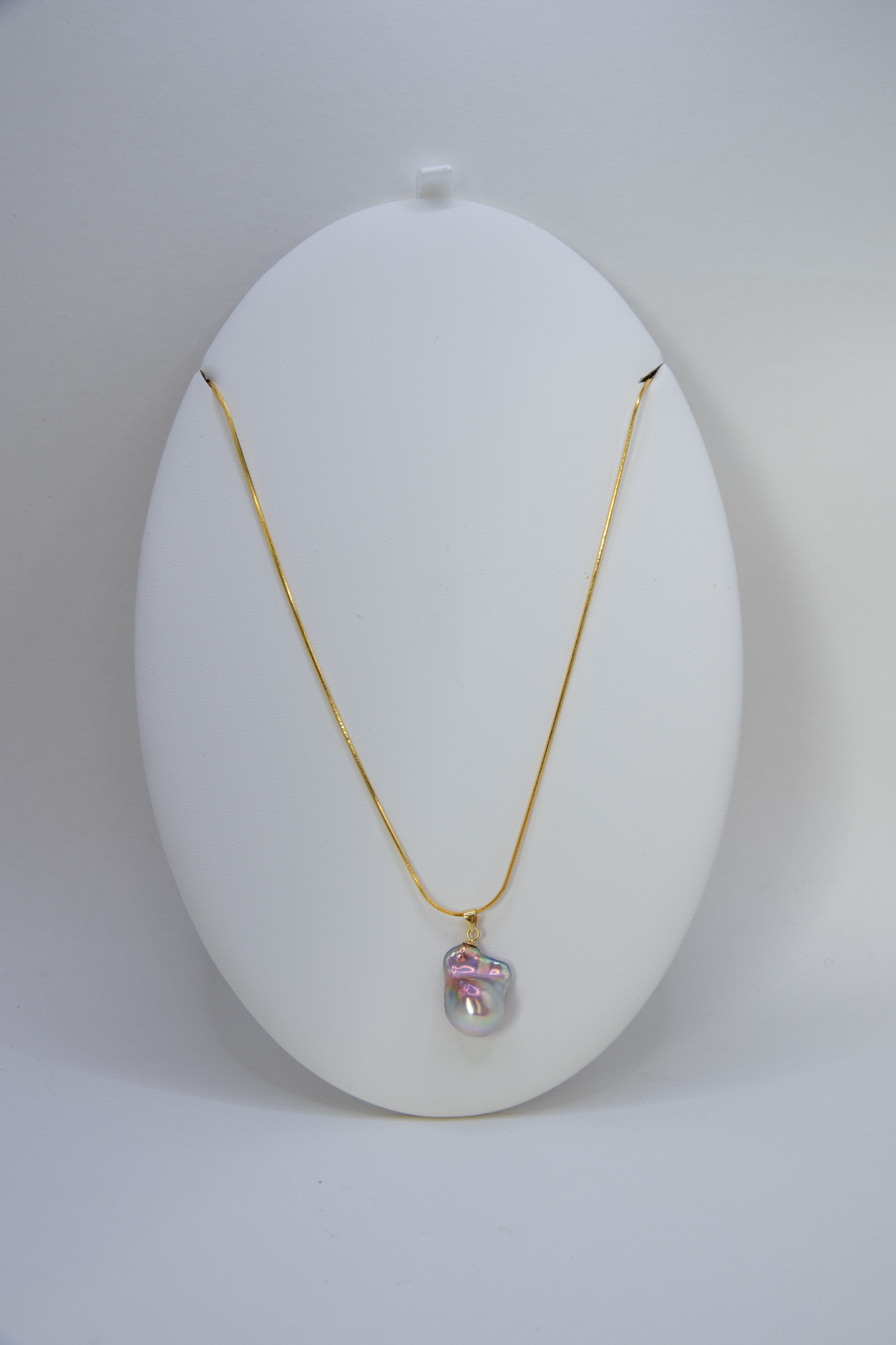 Excellent Dreamy Baroque Pink-Blue Pearl Pendant
