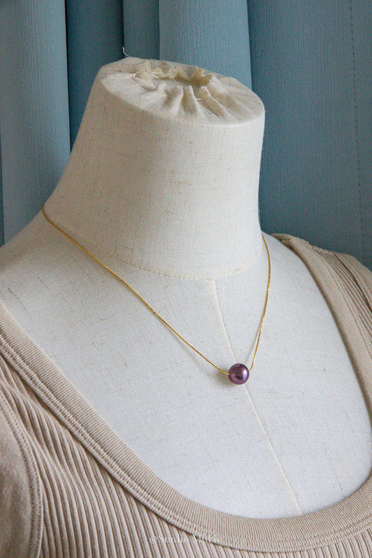 Purple Orbit — Natural Grape Purple Floating Freshwater Pearl Necklace