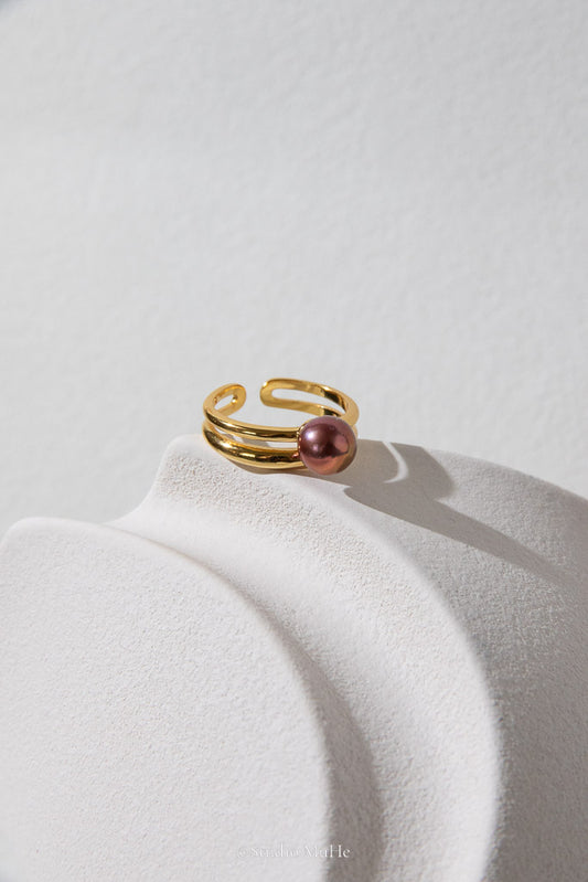 Quietly Intense — Metallic Purple-Brown Freshwater Pearl Ring