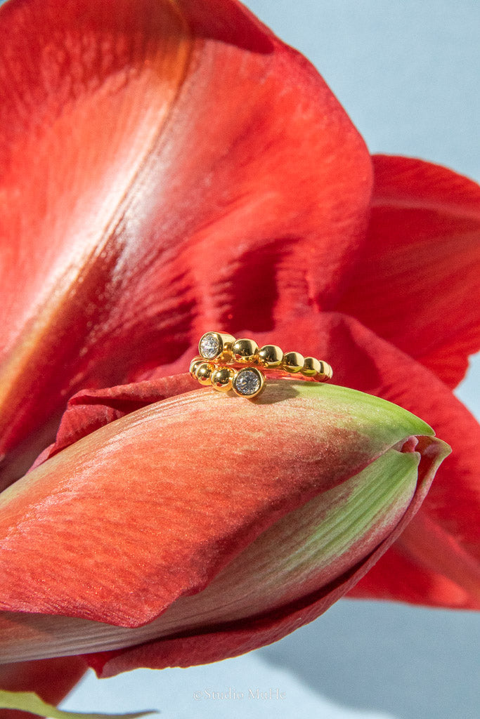 Little Bubbles — 18k Gold-Plated Sterling Silver Adjustable Ring