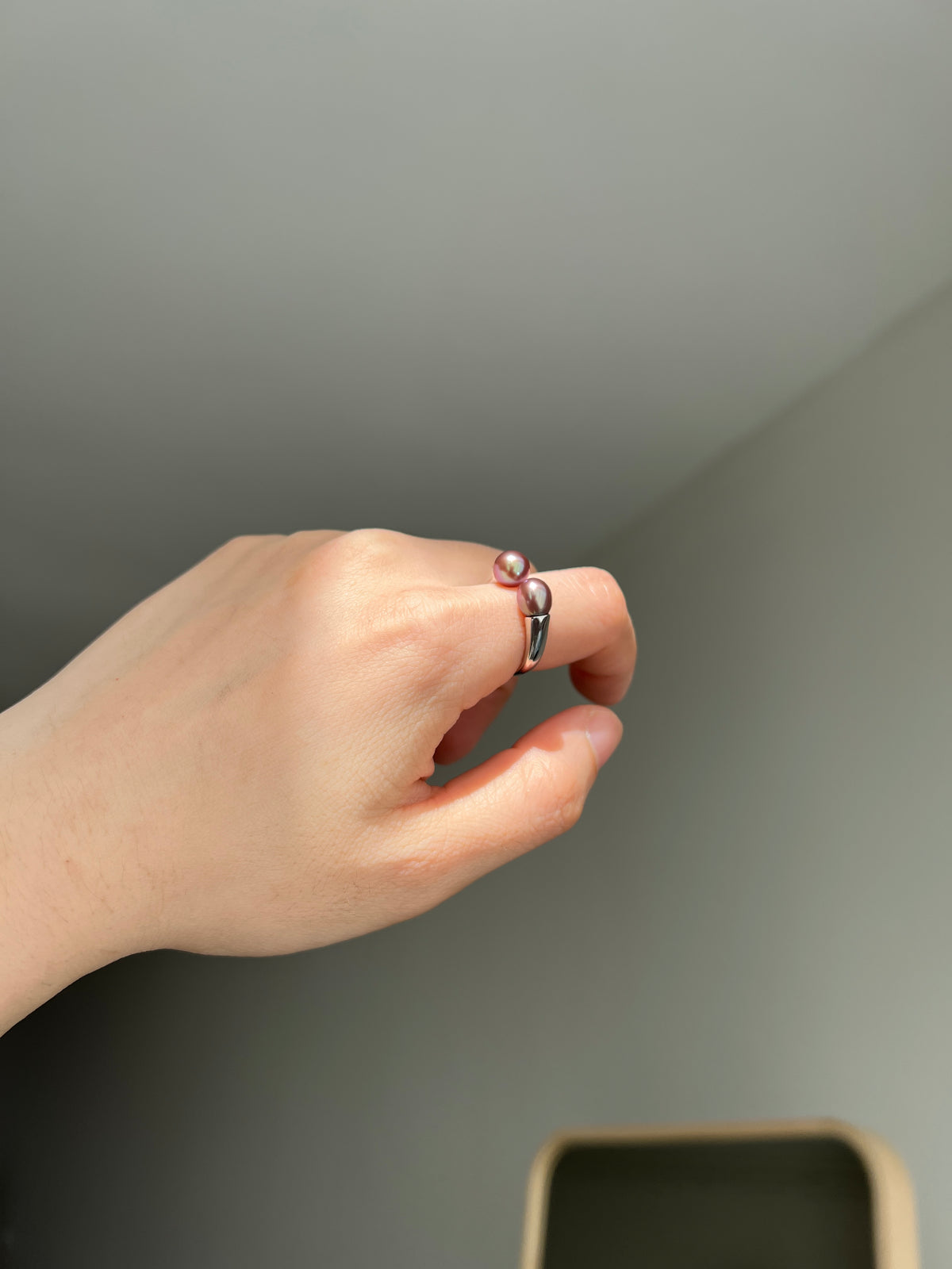 Excellent Blue-Violet Double Rice pearl ring