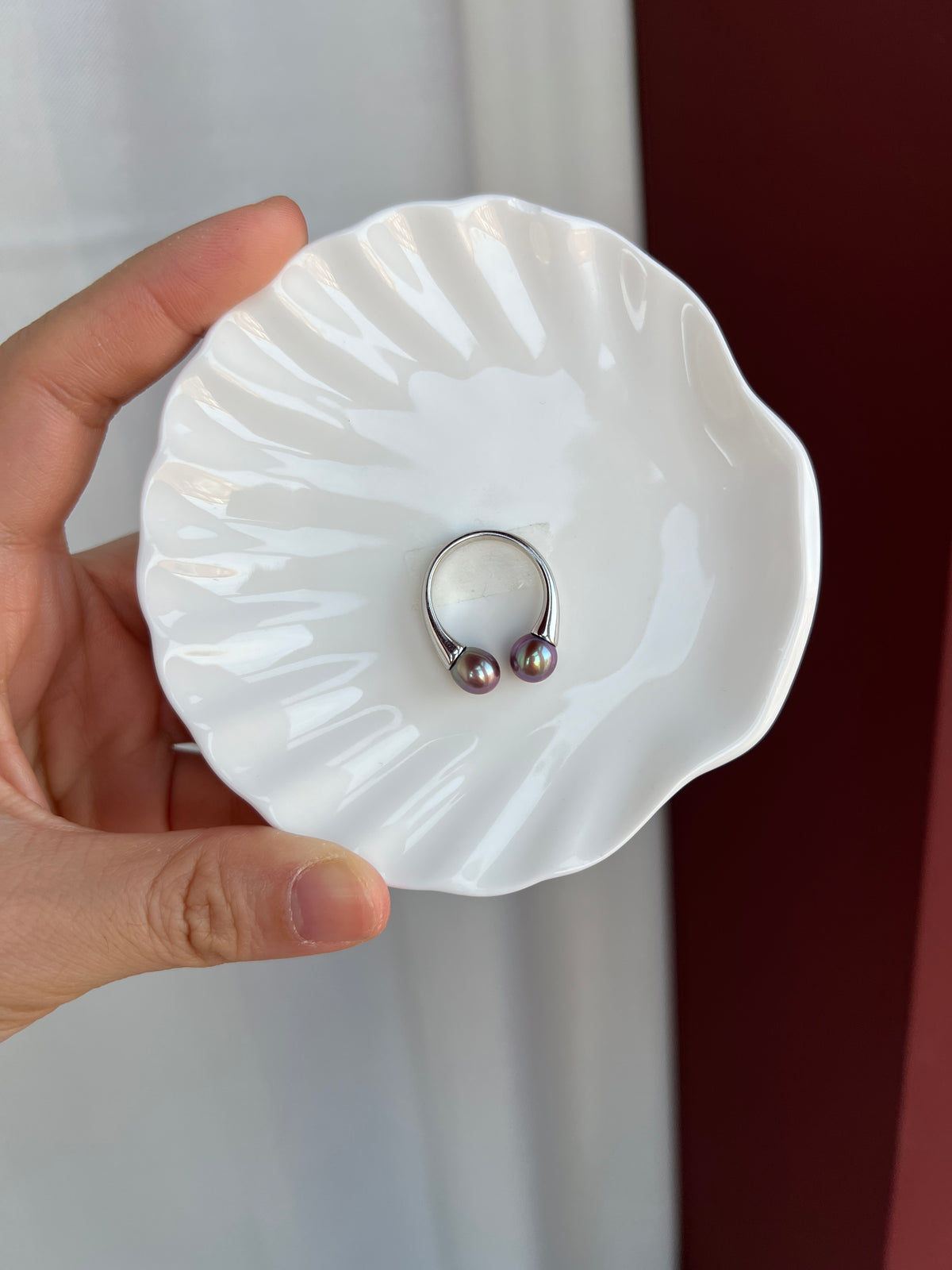 Excellent Blue-Violet Double Rice pearl ring