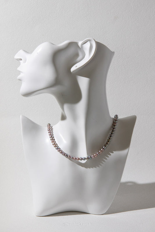 Silver Green — Metallic Freshwater Pearl Necklace