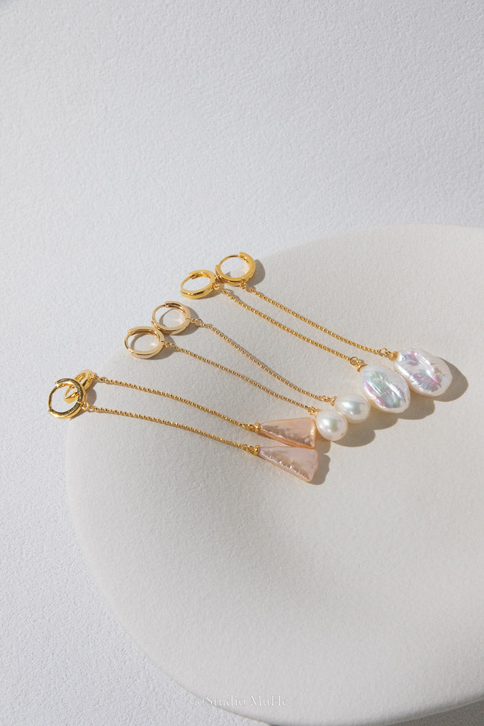 Head Held High — Long Freshwater Pearl Chain Earrings