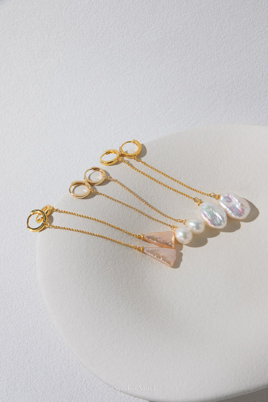 Head Held High — Long Freshwater Pearl Chain Earrings