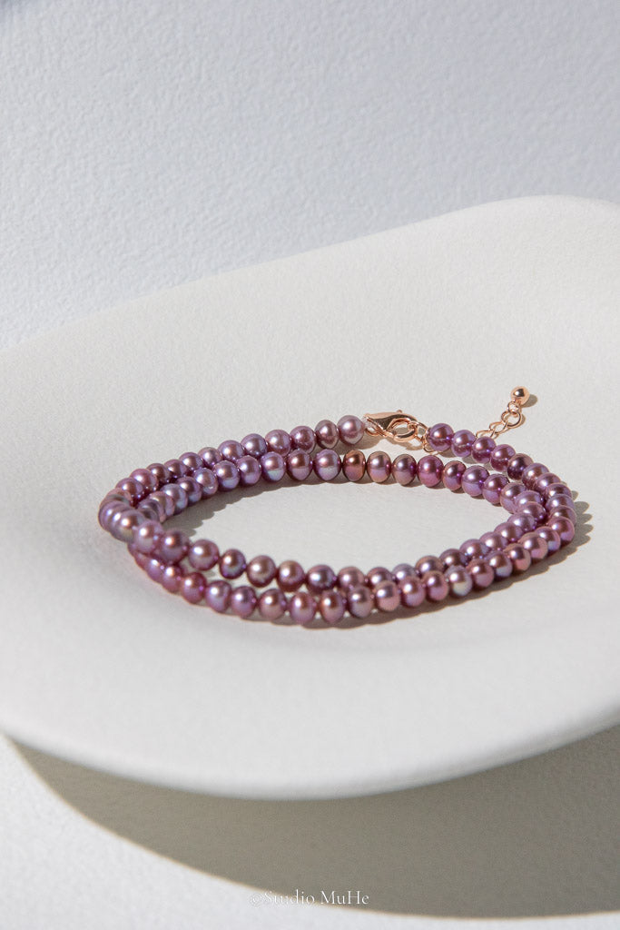 Grape Purple — Natural Purple Double-Layer Freshwater Pearl Bracelet