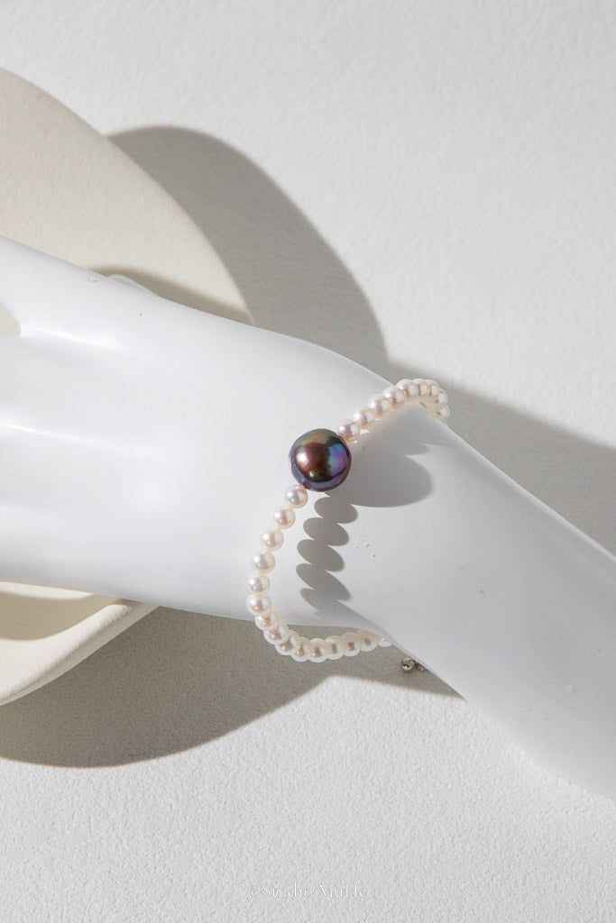 Beautiful Bold Colors — Purple Baroque & White Freshwater Pearl Bracelet