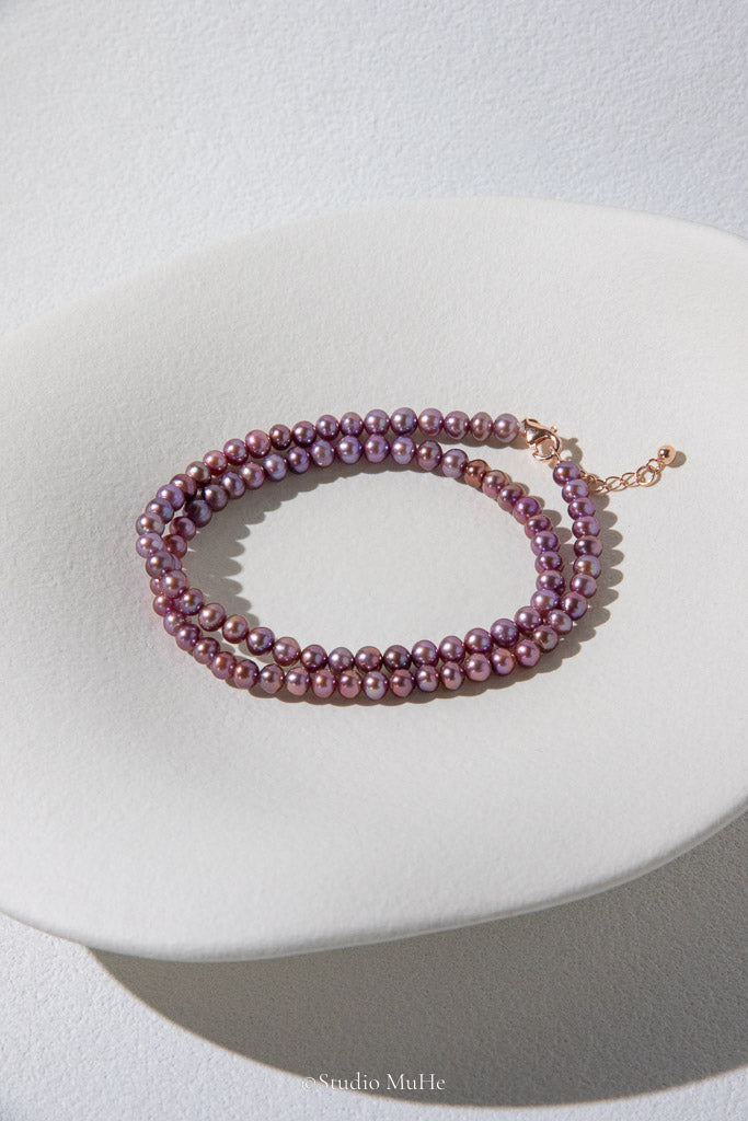 Grape Purple — Natural Purple Double-Layer Freshwater Pearl Bracelet