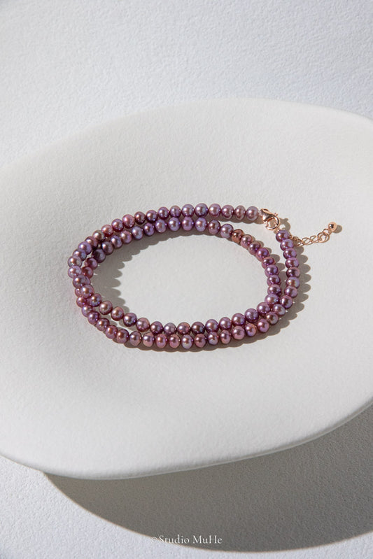 Grape Purple — Natural Purple Double-Layer Freshwater Pearl Bracelet