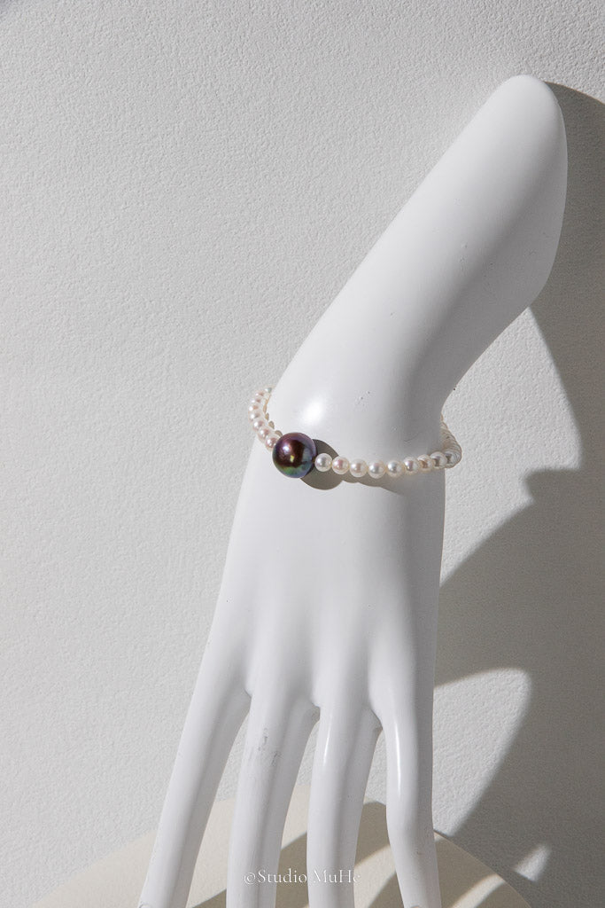 Beautiful Bold Colors — Purple Baroque & White Freshwater Pearl Bracelet