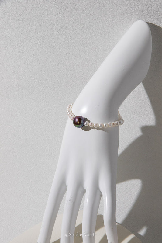 Beautiful Bold Colors — Purple Baroque & White Freshwater Pearl Bracelet