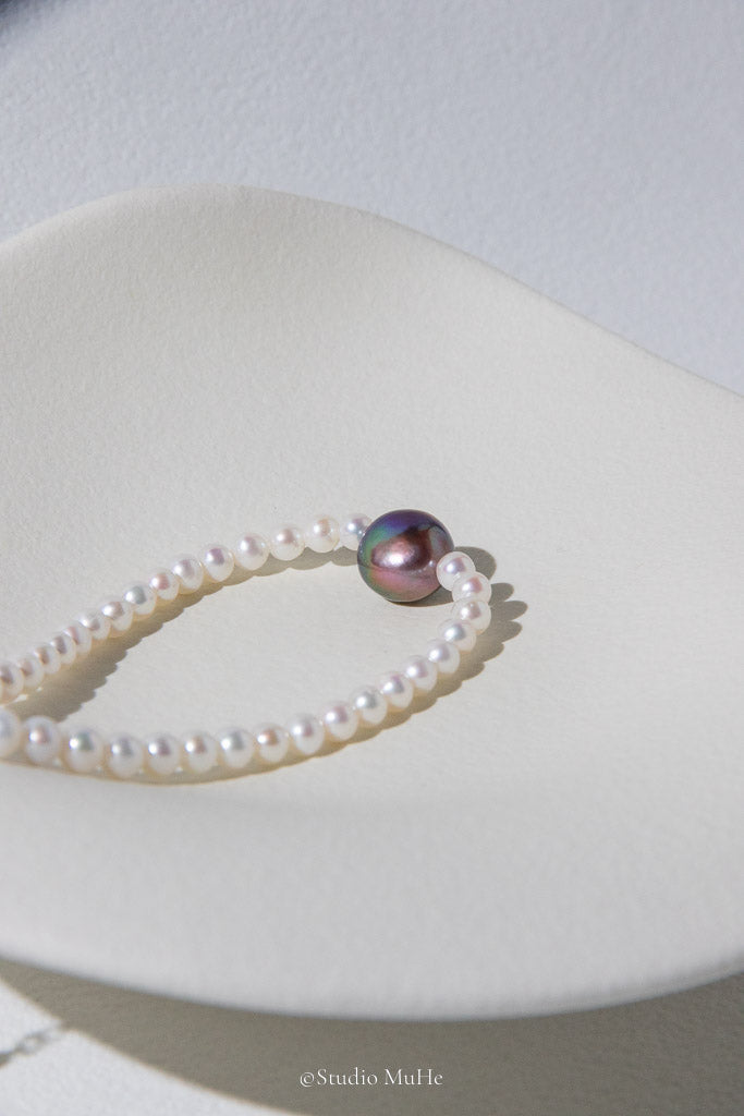 Beautiful Bold Colors — Purple Baroque & White Freshwater Pearl Bracelet