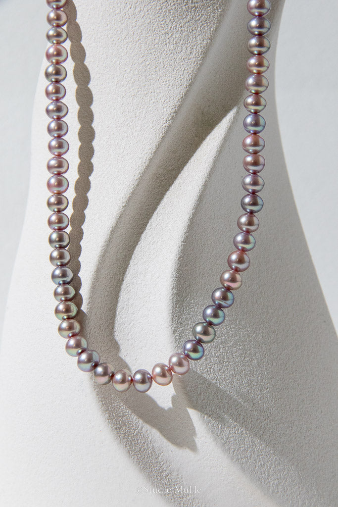 Silver Green — Metallic Freshwater Pearl Necklace