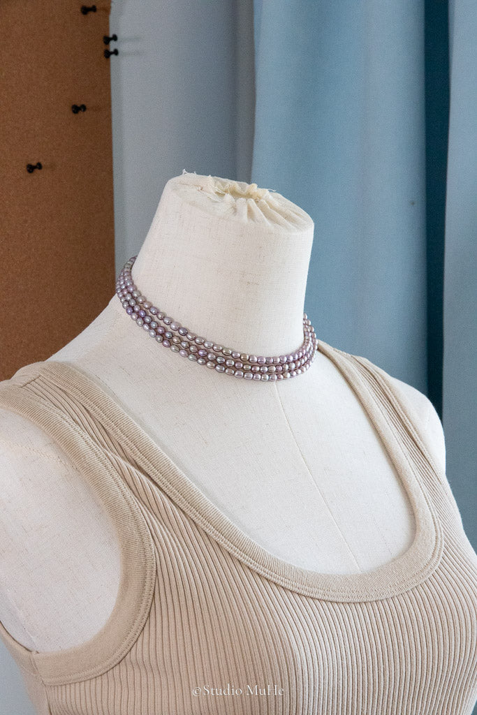 Purple Night — Extra-Long Metallic Freshwater Pearl Necklace