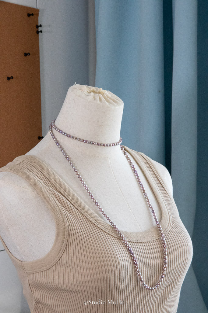 Purple Night — Extra-Long Metallic Freshwater Pearl Necklace
