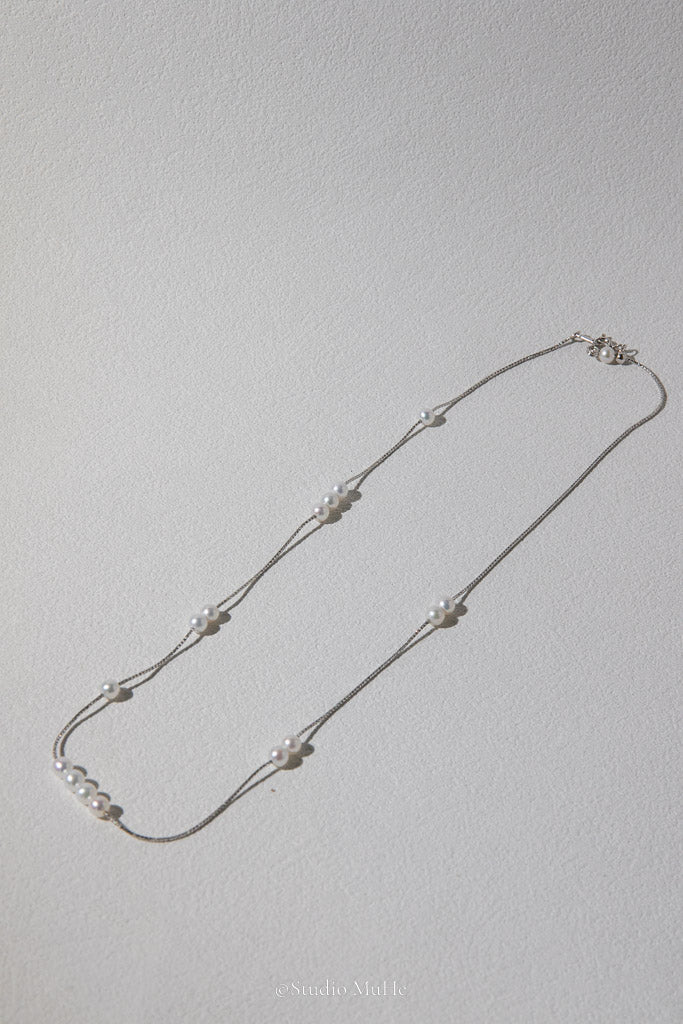 Just Because — White Freshwater Pearl Silver Necklace
