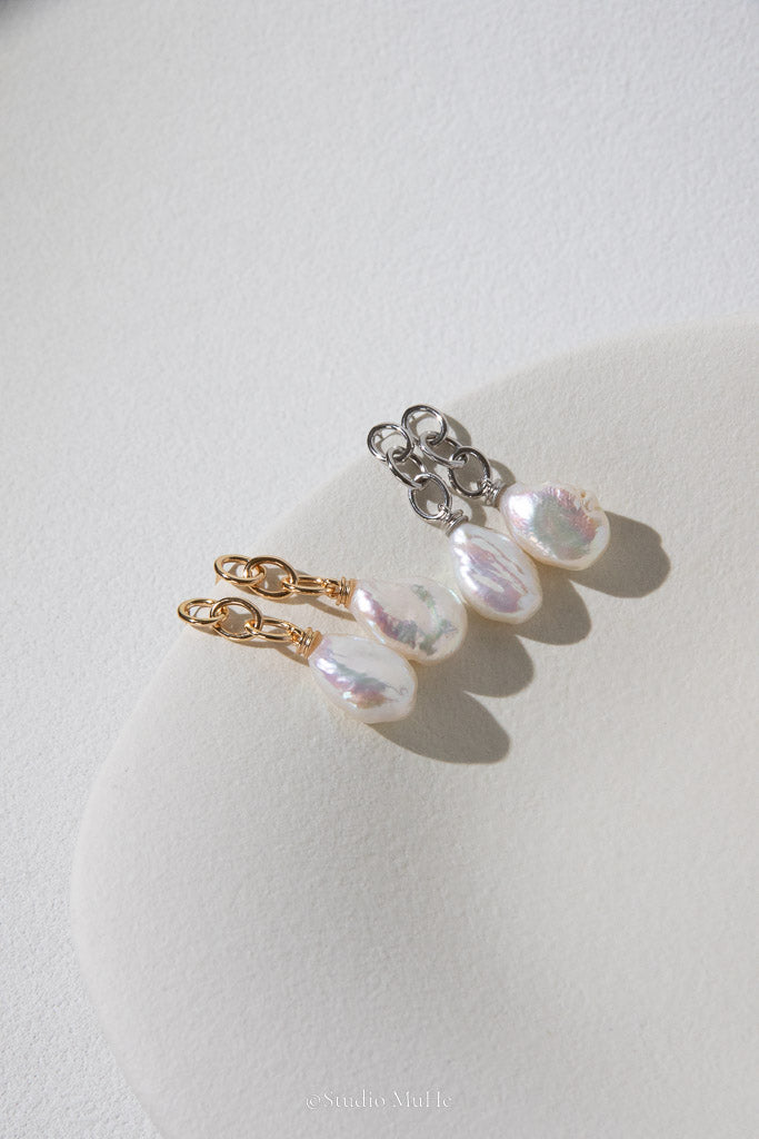 Easy Choice — White Freshwater Pearl Triple-Hoop Earrings