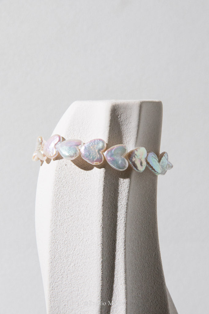 Sixteen Hearts — White Heart-Shaped Freshwater Pearl Bracelet