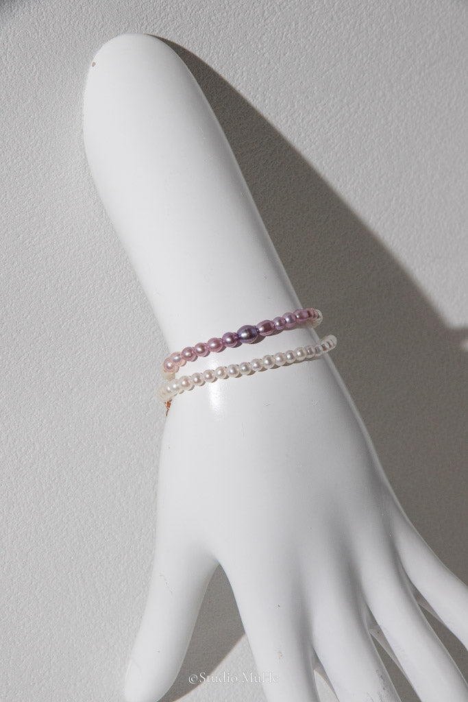Purple Hour — Pink & Purple Gradient Double-Layer Pearl Bracelet