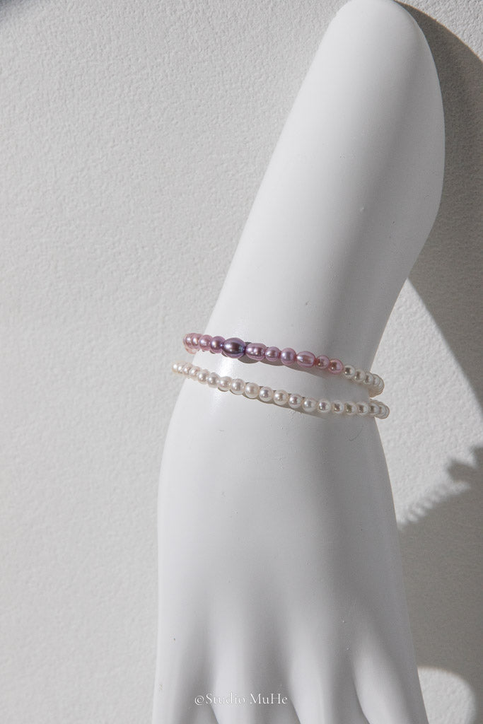 Purple Hour — Pink & Purple Gradient Double-Layer Pearl Bracelet