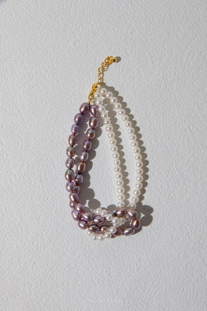 Interwoven — White & Purple Handwoven Freshwater Pearl Bracelet