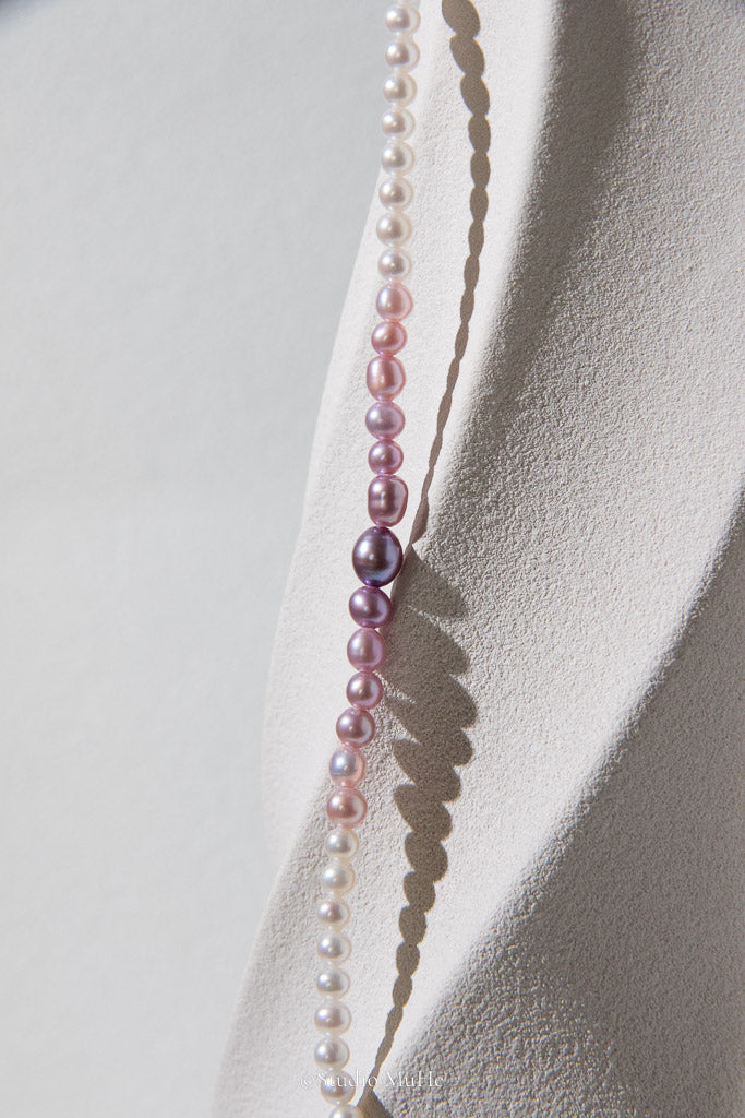 Purple Hour — Pink & Purple Gradient Double-Layer Pearl Bracelet