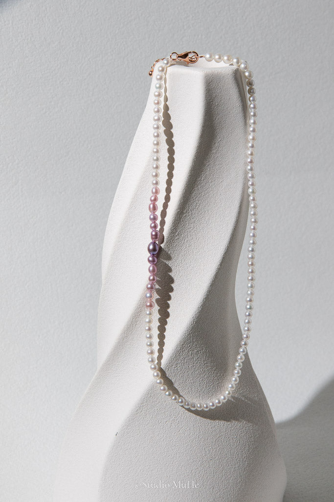 Purple Hour — Pink & Purple Gradient Double-Layer Pearl Bracelet