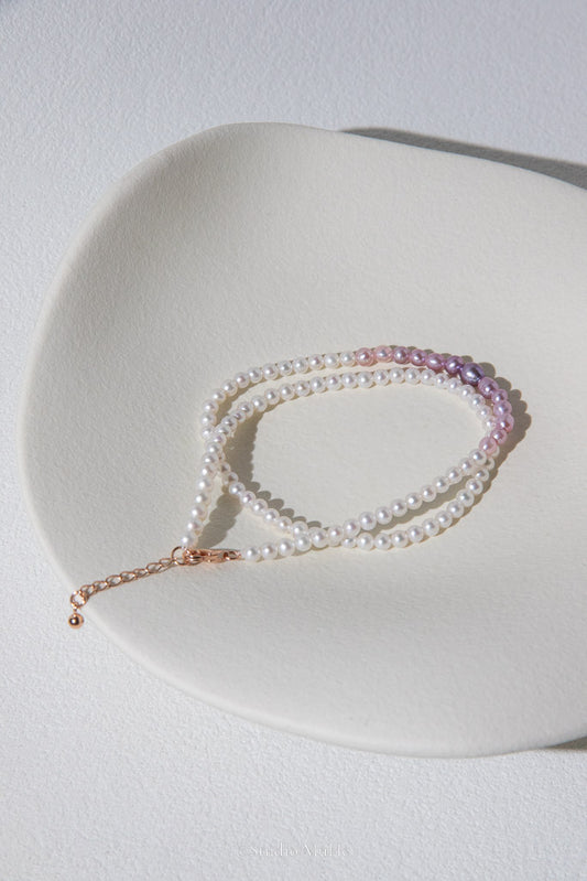 Purple Hour — Pink & Purple Gradient Double-Layer Pearl Bracelet