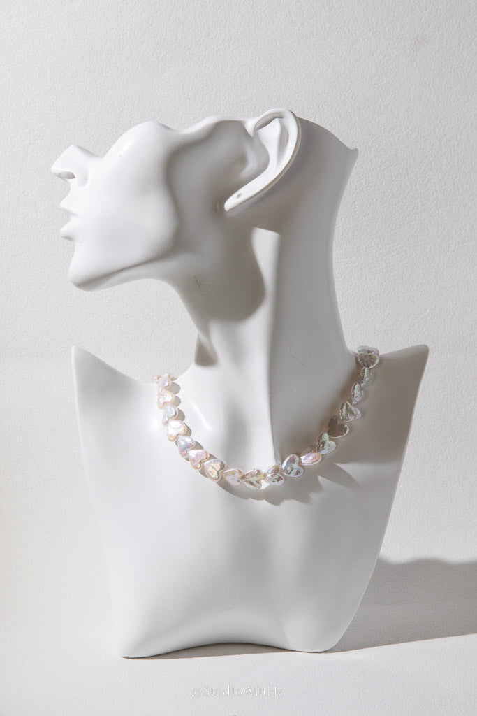 Little Hearts — White Heart-Shaped Freshwater Pearl Necklace