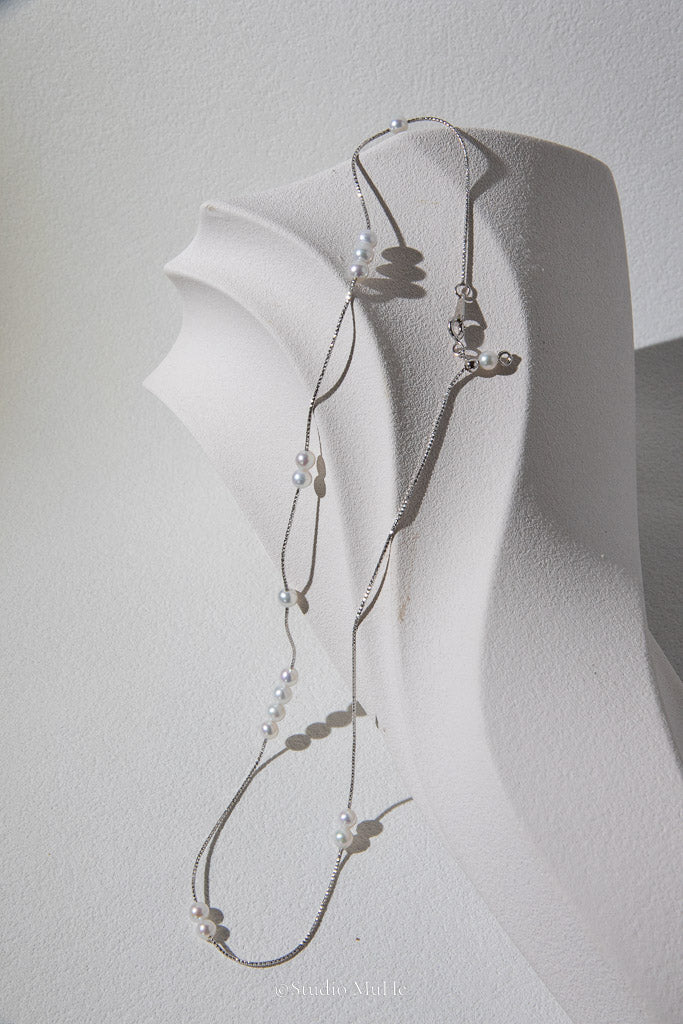 Just Because — White Freshwater Pearl Silver Necklace