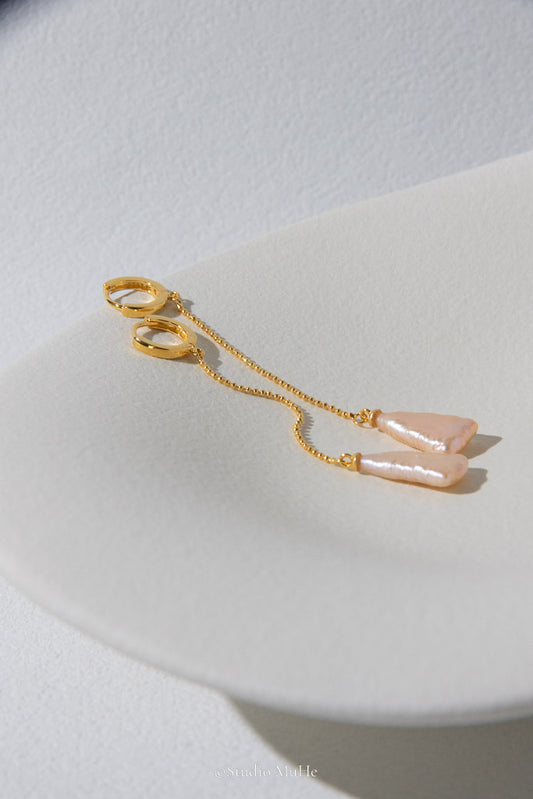 Head Held High — Long Freshwater Pearl Chain Earrings
