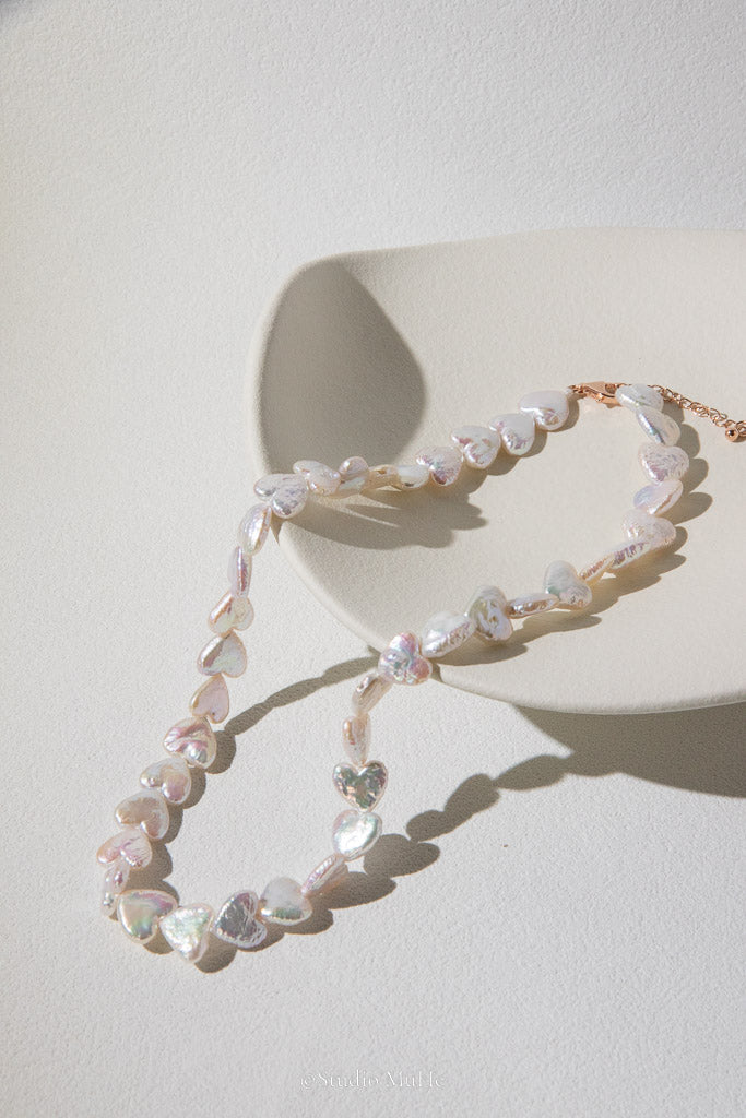 Little Hearts — White Heart-Shaped Freshwater Pearl Necklace