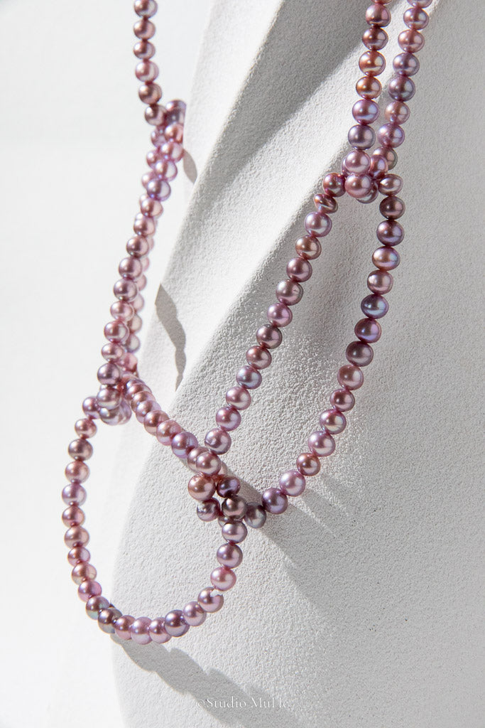 Seven Circles — Handwoven Purple Freshwater Pearl Necklace