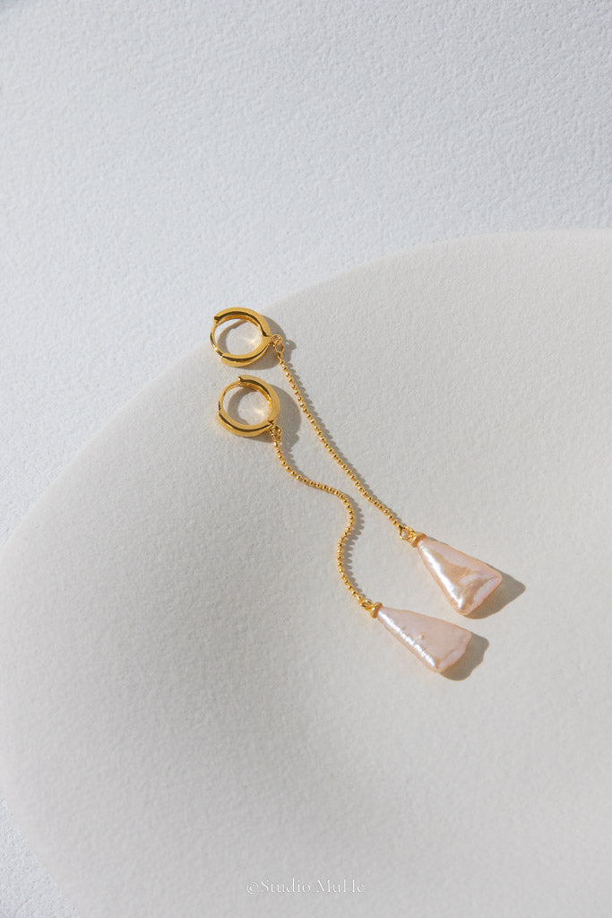 Head Held High — Long Freshwater Pearl Chain Earrings