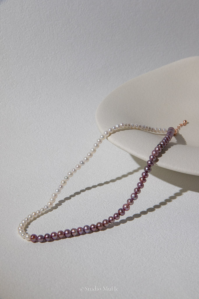 After Work — White & Purple Double-Layer Freshwater Pearl Bracelet
