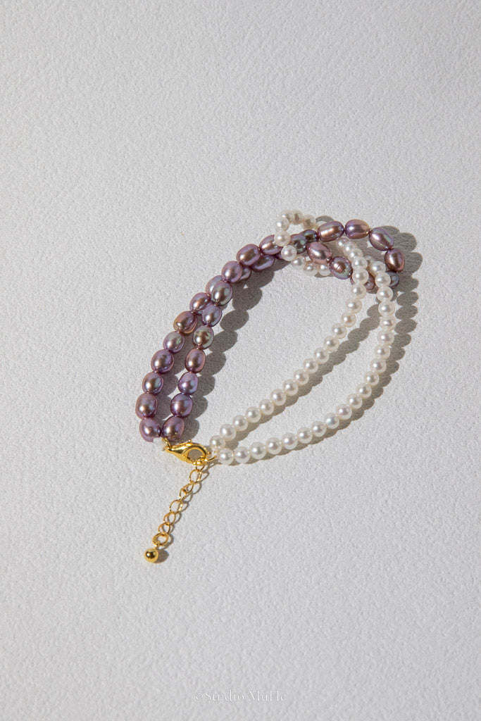 Interwoven — White & Purple Handwoven Freshwater Pearl Bracelet