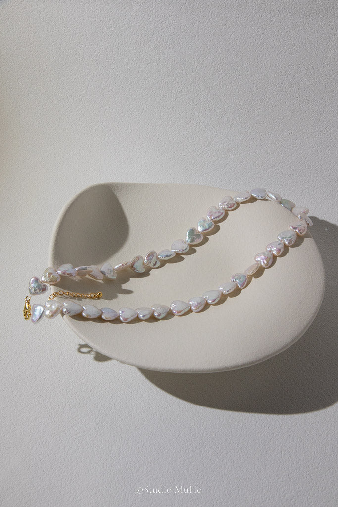 Little Hearts — White Heart-Shaped Freshwater Pearl Necklace